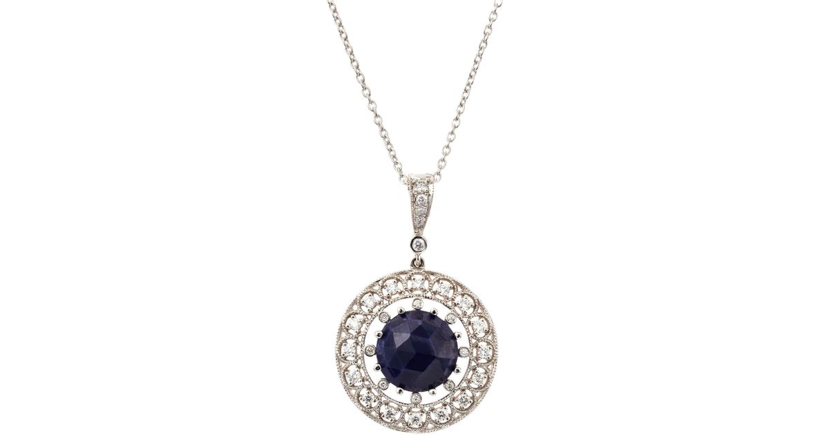 Lyst Penny Preville Blue Sapphire Diamond Pendant Necklace In
