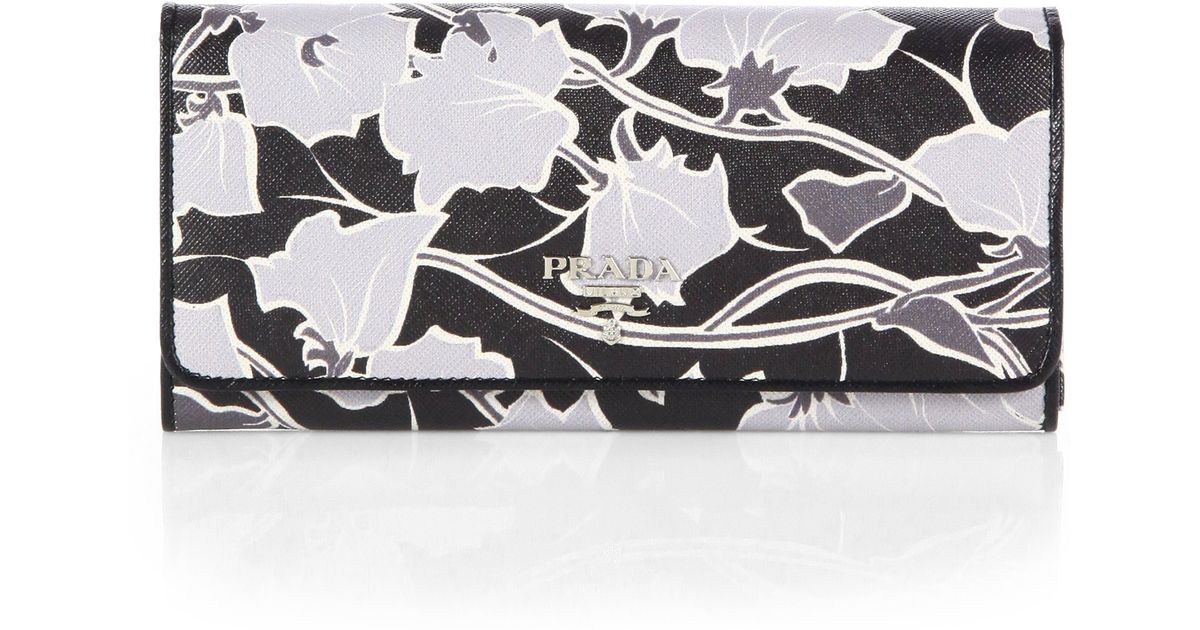 Prada Camouflage Ziparound Wallet in Floral | Lyst  