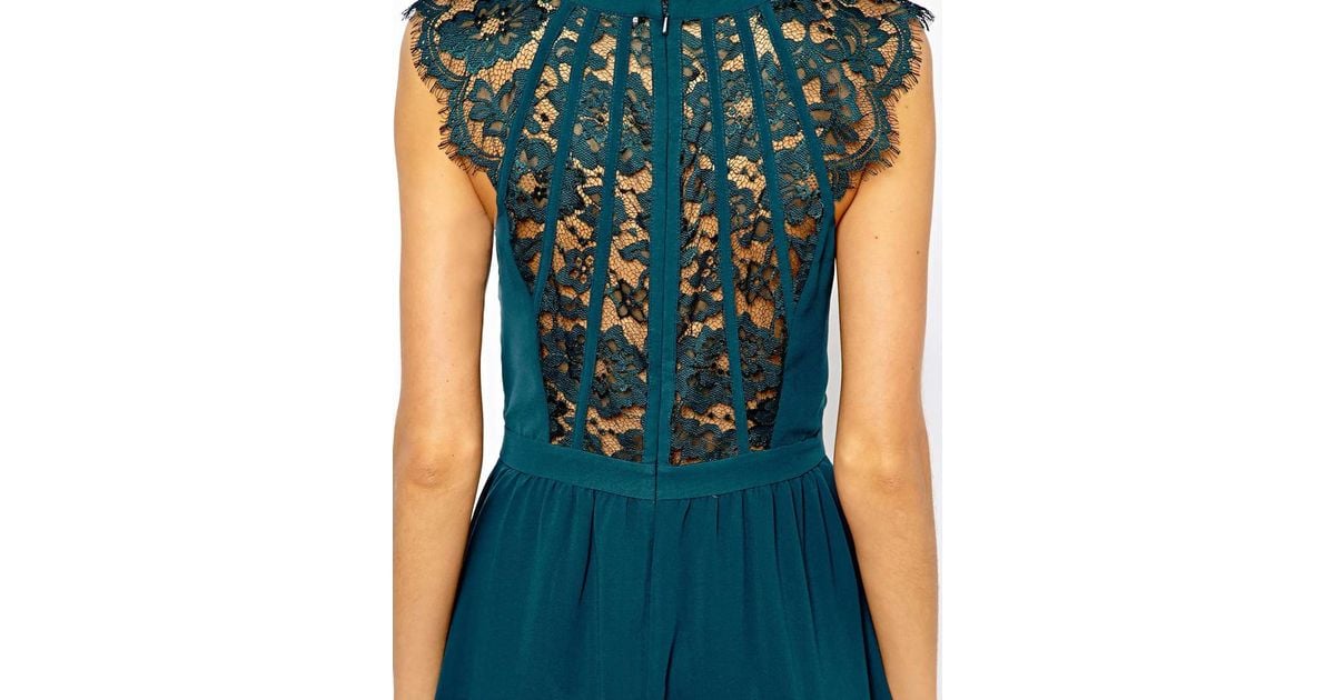 warehouse green lace dress