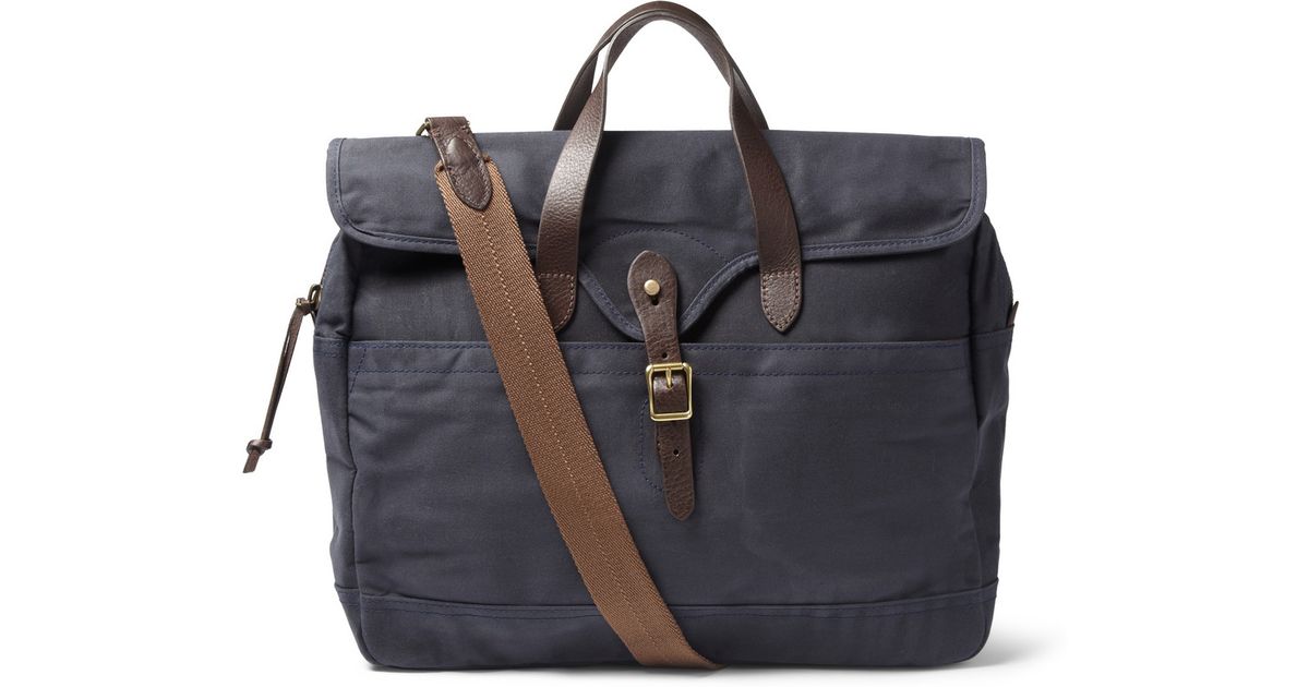 Lyst - 0 Abingdon Waxed Cotton-Canvas And Leather Laptop Bag in Blue for Men