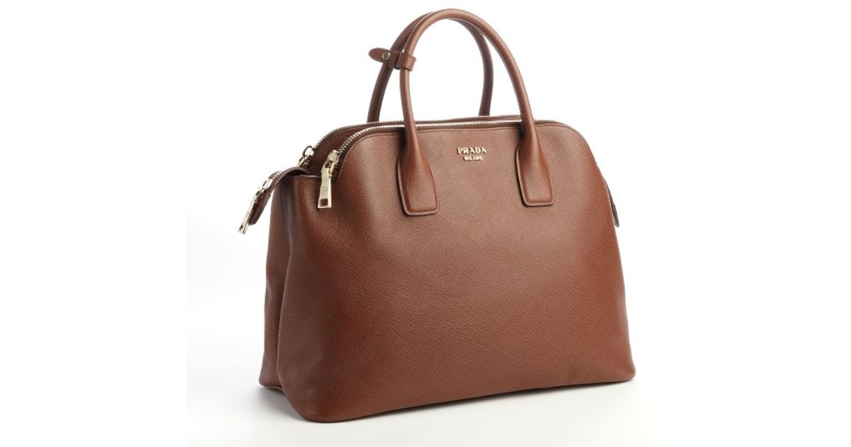 Prada Caramel Saffiano Leather Convertible Top Handle Bag in Brown ...  