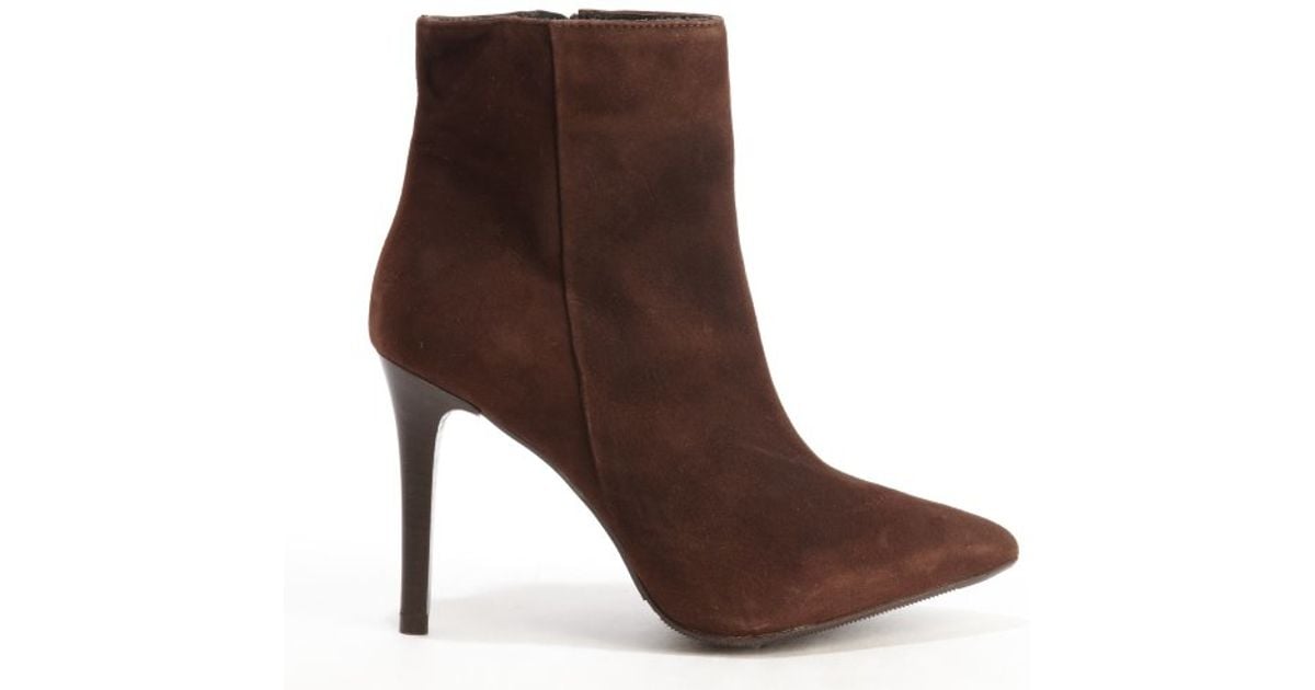 Charles david Dark Brown Suede 'dubio' Stiletto Ankle Boots in Brown | Lyst