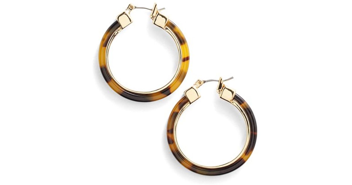 Lyst Lauren By Ralph Faux Tortoises Hoop Earrings In Brown