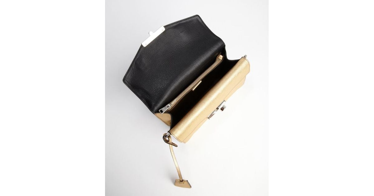 Prada Metallic Gold Leather Mini Shoulder Bag in Gold | Lyst  