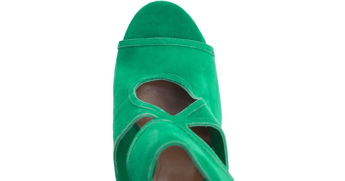Lyst - Aquazzura Sexy Thing Suede Sandals in Green