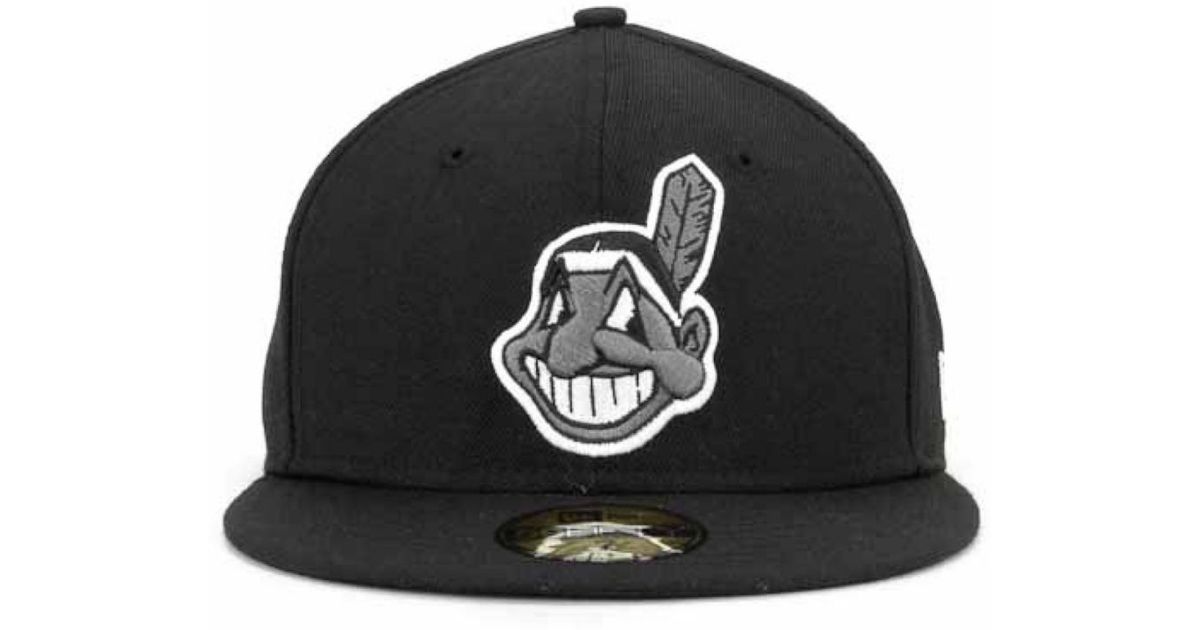 Lyst - Ktz Cleveland Indians Black And White Fashion 59Fifty Cap in ...