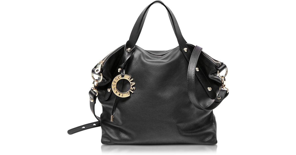 Lyst Francesco Biasia Iris Black Leather Handbag W Shoulder Strap Lyst Francesco Biasia Iris Black Leather Handbag W Shoulder Strap In