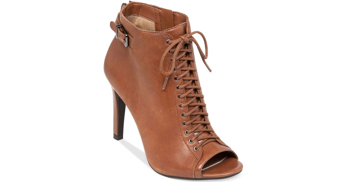 Lyst - Jessica Simpson Erlene Lace Up Booties in Brown