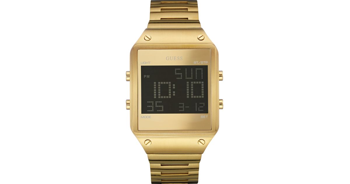 Lyst Guess Men's Digital Goldtone Bracelet Watch 55x38mm U0596g3 in