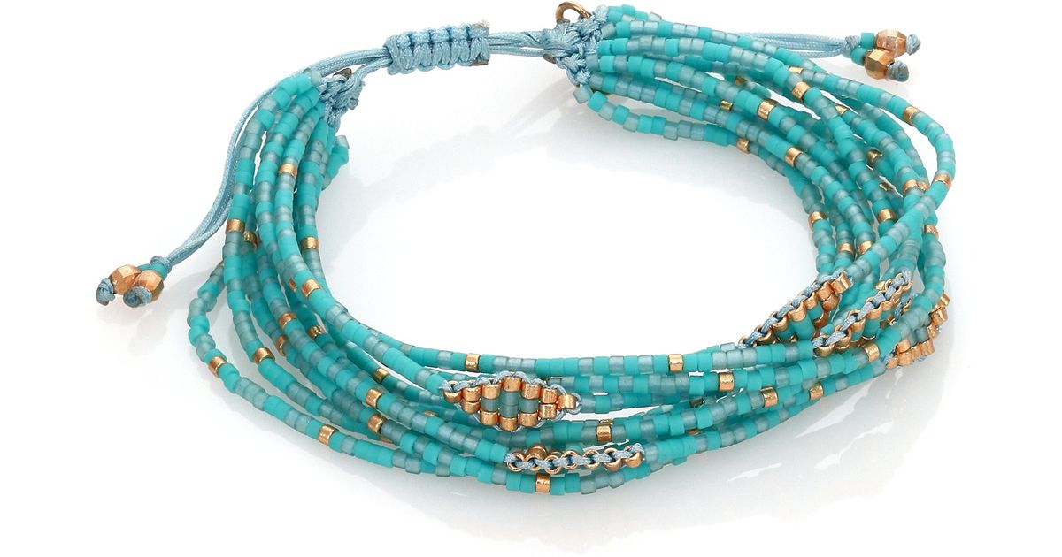 Lyst Chan Luu Beaded Cord Multi Strand Bracelet In Blue