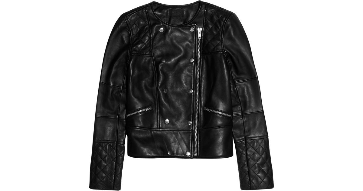 Lyst - J.crew Collection Quilted Leather Biker Jacket in Black