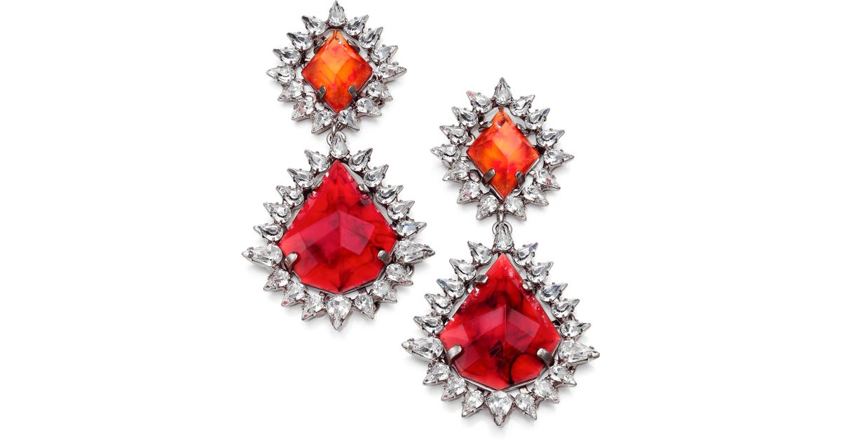 Lyst Dannijo Carrie Crystal Drop Earrings In Red