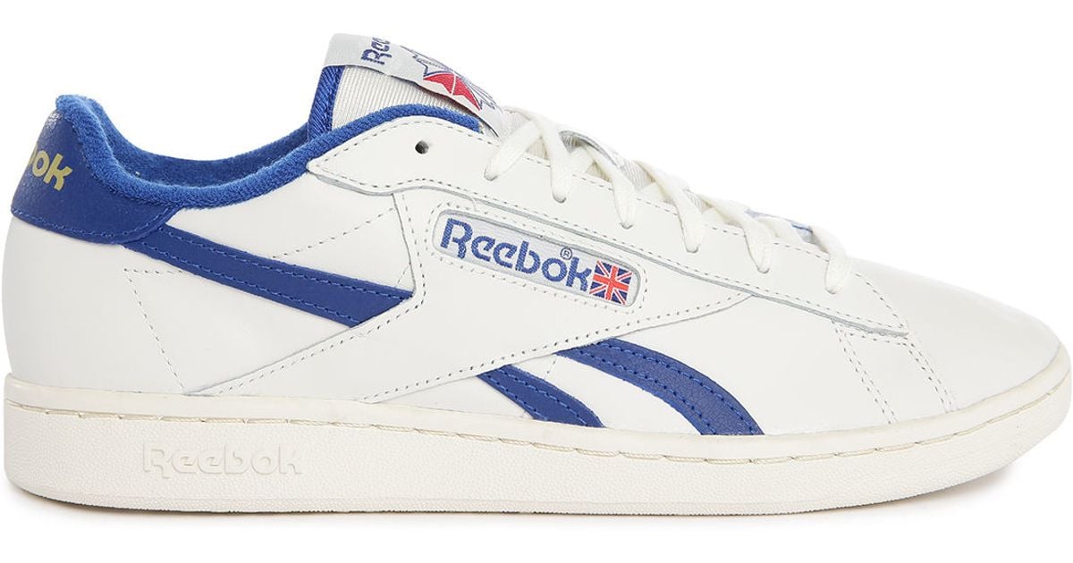 Reebok Npc Uk White/blue Leather Sneakers in Blue for Men | Lyst