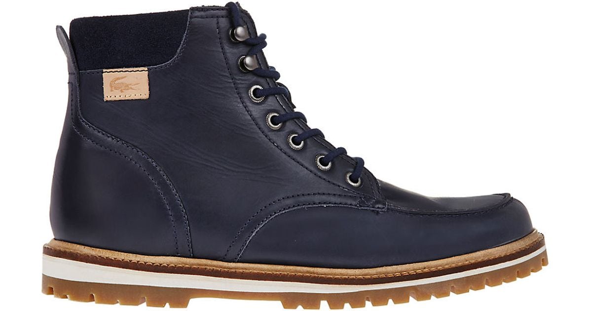 Lacoste Montbard Faux Furlined Leather Boots in Blue for Men (Navy
