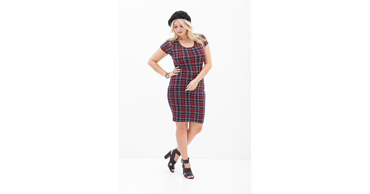 Lyst - Forever 21 Plus Size Tartan Plaid Bodycon Dress in Red