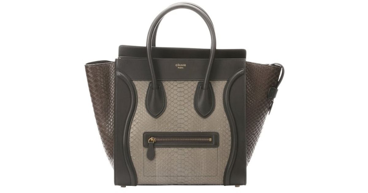 Cline Khaki Python Mini Luggage Tote Bag in Khaki | Lyst  