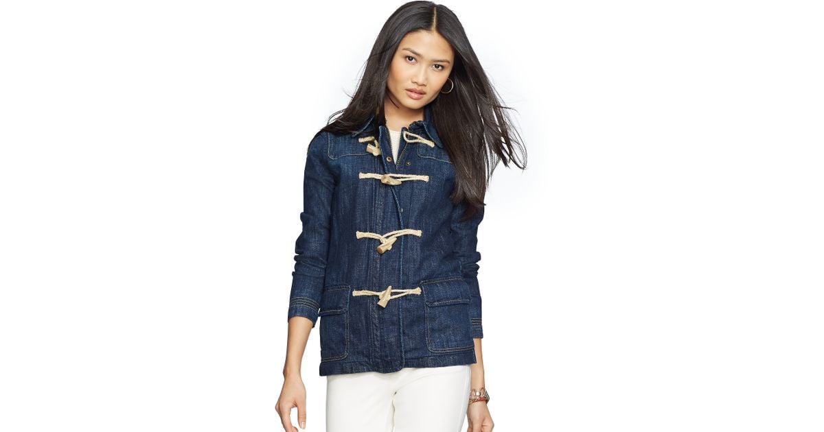 Pink pony Toggle-and-loop Denim Jacket in Blue | Lyst