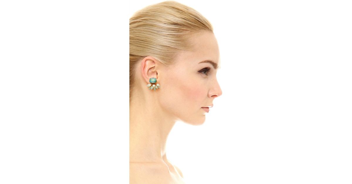 Lyst Elizabeth Cole Multi Stone Stud Earrings In Green