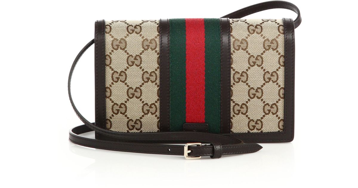 Lyst Gucci Vintage Web Wallet With Strap In Natural