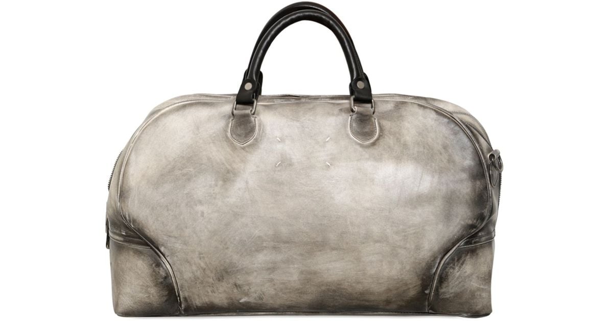 prada bag white - Maison margiela Stain Effect Leather Duffle Bag in Gray for Men ...