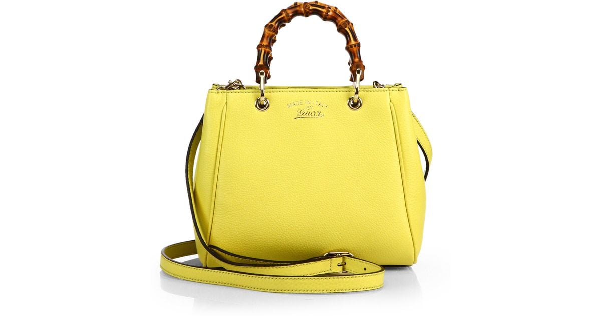 Gucci Yellow Bamboo Per Mini Leather Top Handle Bag Gucci Yellow Bamboo Per Mini Leather Top Handle Bag