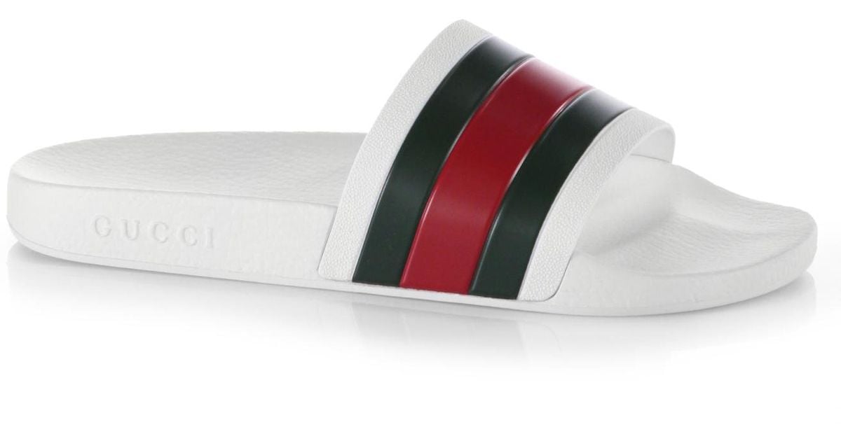 Gucci Pursuit 72 Rubber Slides in White for Men | Lyst