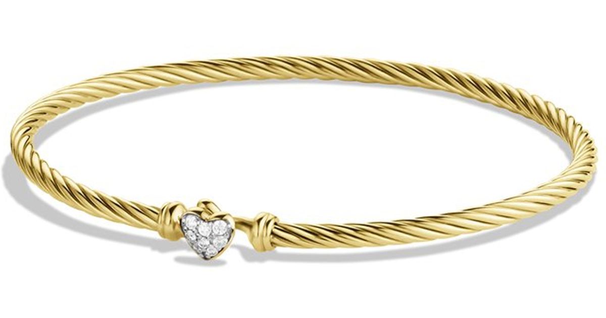 David Yurman Gold Bracelet Best Bracelets Lyst David Yurman Cable Collectibles Heart Bracelet With Diamonds
