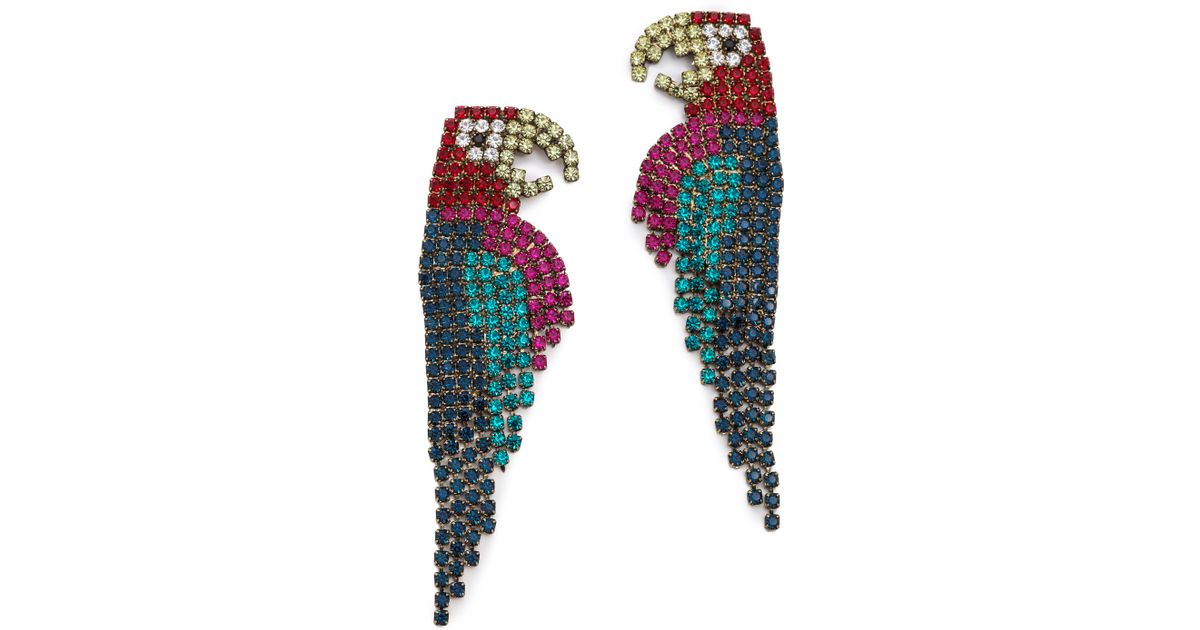 Lyst Elizabeth Cole Parrot Earrings Multi In Green