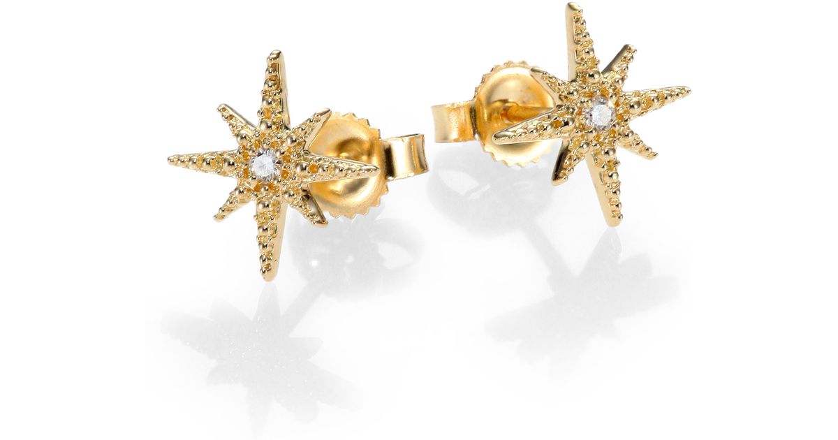 Lyst Mizuki Icicle Diamond 14k Yellow Gold Star Stud Earrings In Lyst Mizuki Icicle Diamond 14k Yellow Gold Star Stud Earrings In Metallic