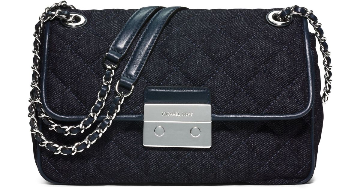 quilted denim shoulder bag