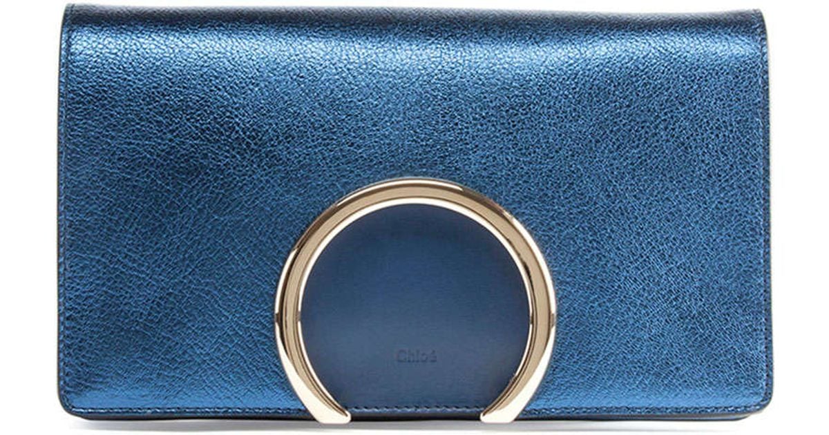 Chlo Gabrielle Metallic Clutch Bag in Blue | Lyst