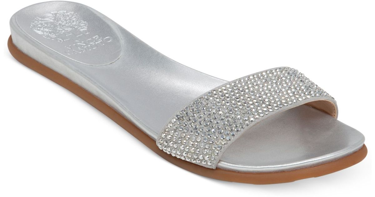 vince camuto silver flat sandals