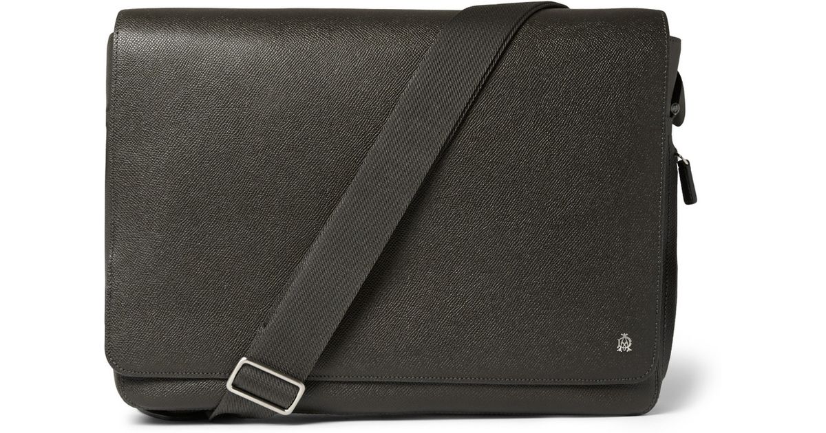 Lyst Dunhill Full Grain Leather Messenger Bag In Gray For Men