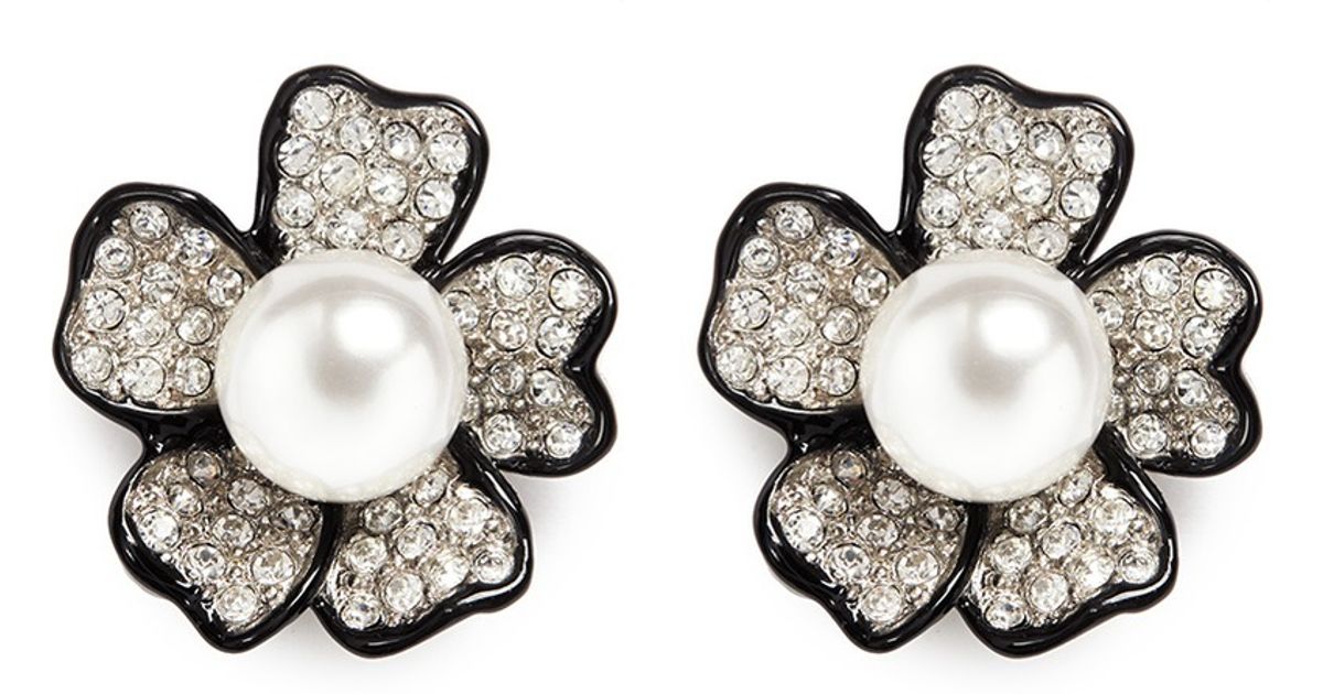 Kenneth Jay Lane Metallic Crystal Pavé Flower Stud Earrings Lyst Kenneth Jay Lane Metallic Crystal Pavé Flower Stud Earrings Lyst