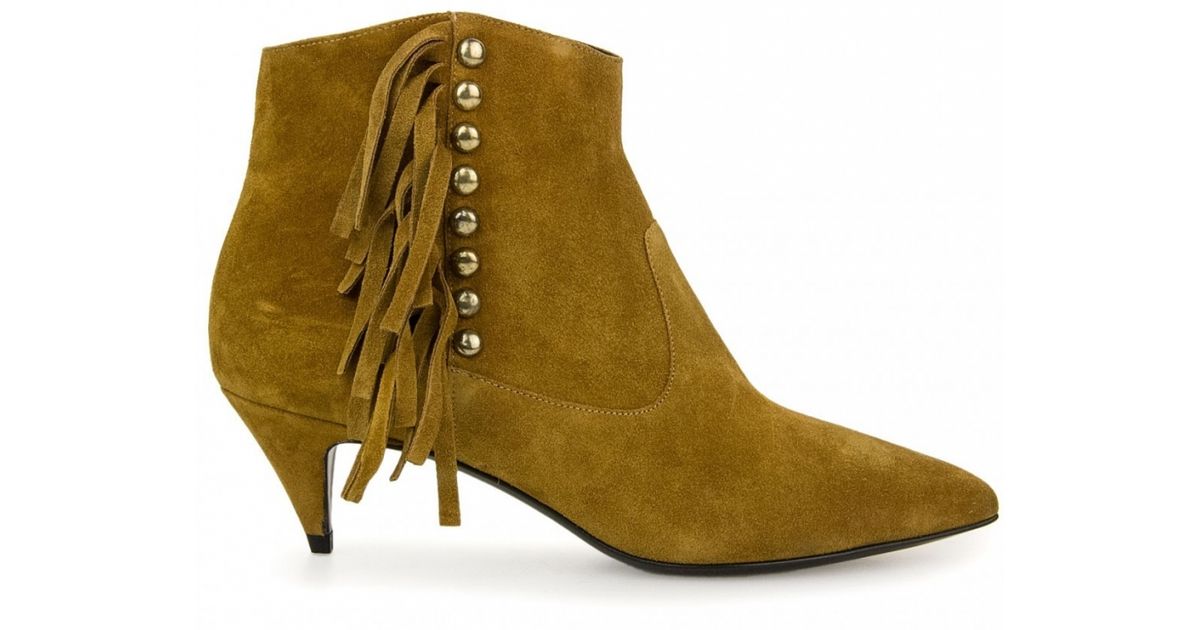 tan suede booties with fringe