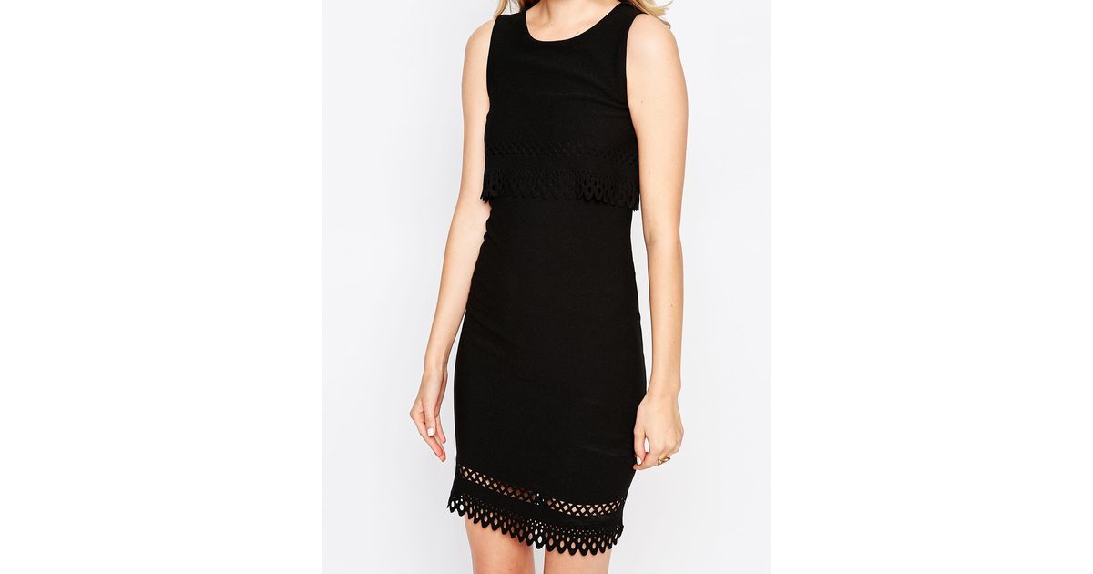 Love Black Laser Cut Two Tier Dress In Lyst