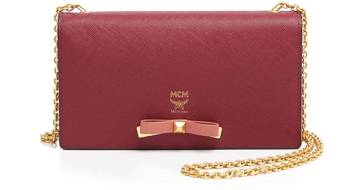 Mcm Crossbody Mina Large Wallet On A Chain in Red (Scooter Red) Lyst