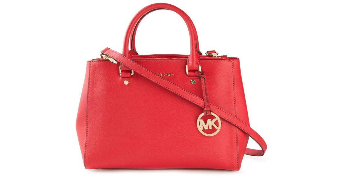 Lyst Michael Kors Sutton Leather Bag In Red