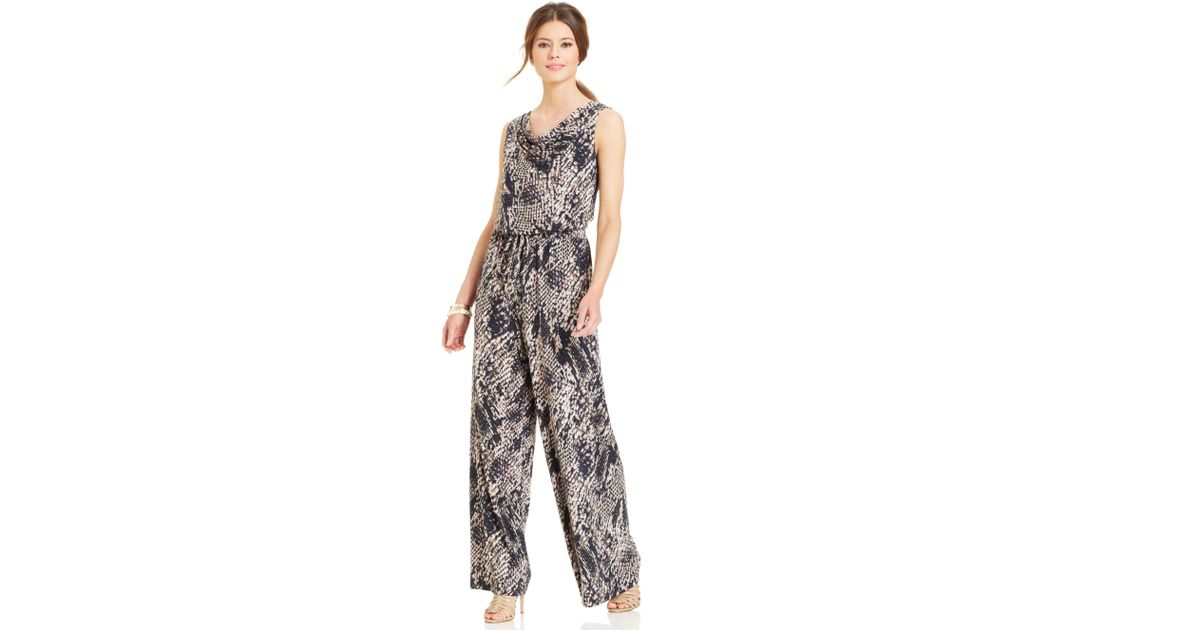 Lyst - Vince Camuto Wideleg Animal Print Jumpsuit in Blue