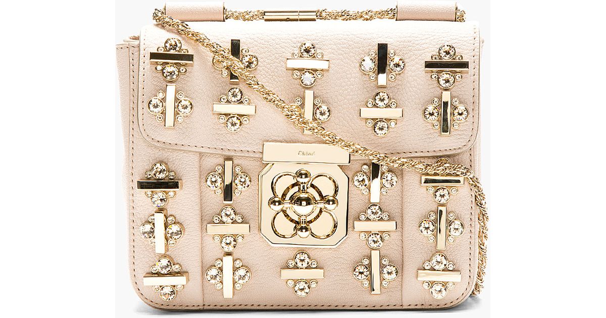 Chlo Rose Leather Embellished Elsie Shoulder Bag in Beige (rose ...  