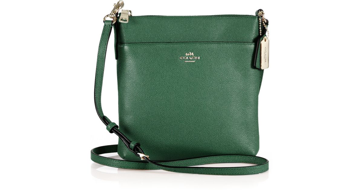 Coach Courier Textured Leather Crossbody Bag in Green (dark green) Lyst