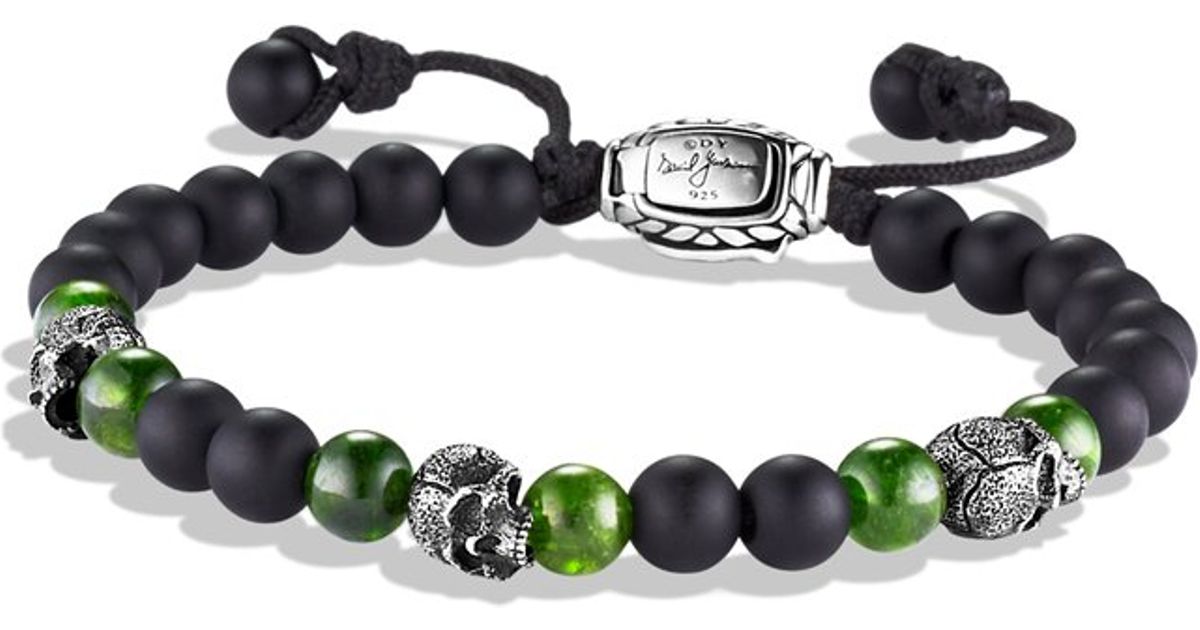 David Yurman Spiritual Beads Skull Bracelet With Black Onyx And David Yurman Spiritual Beads Skull Bracelet With Black Onyx And Green Diopside In For Men Lyst