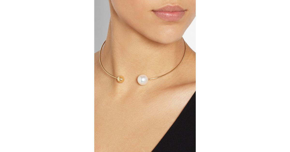 Lyst - Sophie Bille Brahe Deesse 14-Karat Gold Pearl Necklace in Metallic