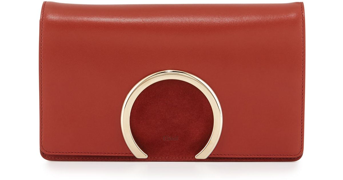 Lyst Chloé Gabrielle Lambskin Clutch Bag In Red