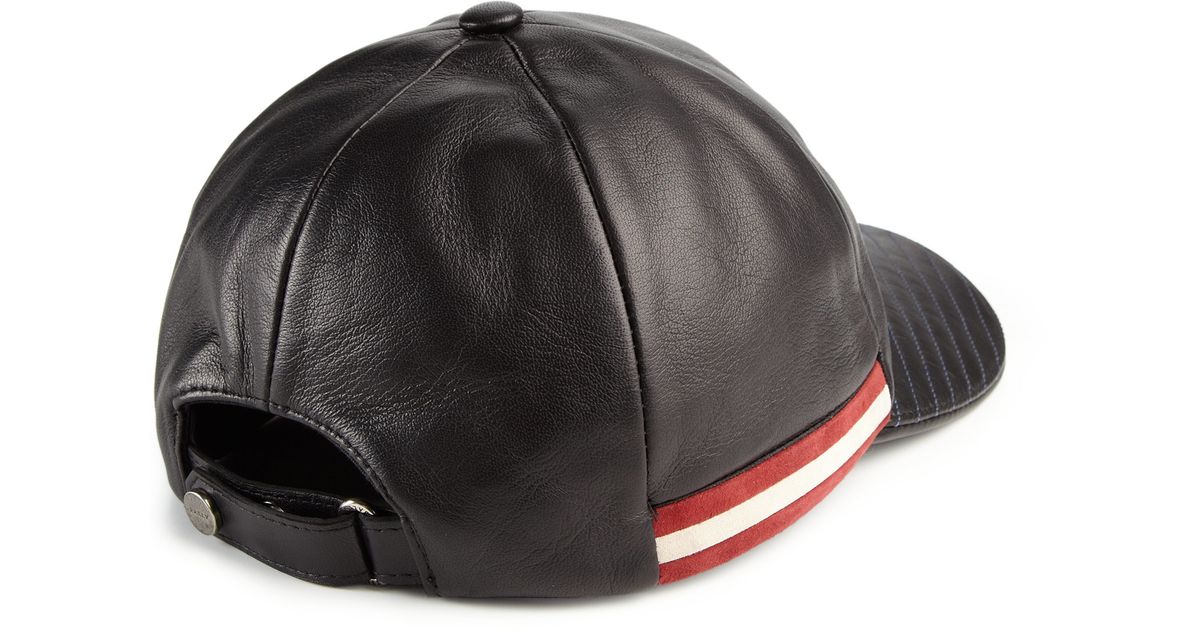 Bally Leather Baseball Cap in Black for Men Lyst