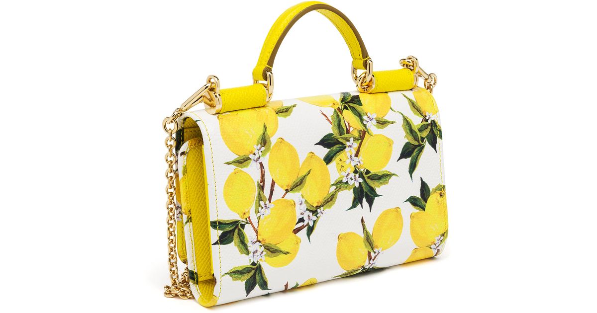 Lyst Dolce Gabbana Lemon Print Textured Leather Smartphone Chain Lyst Dolce Gabbana Lemon Print Textured Leather Smartphone Chain Wallet In Yellow