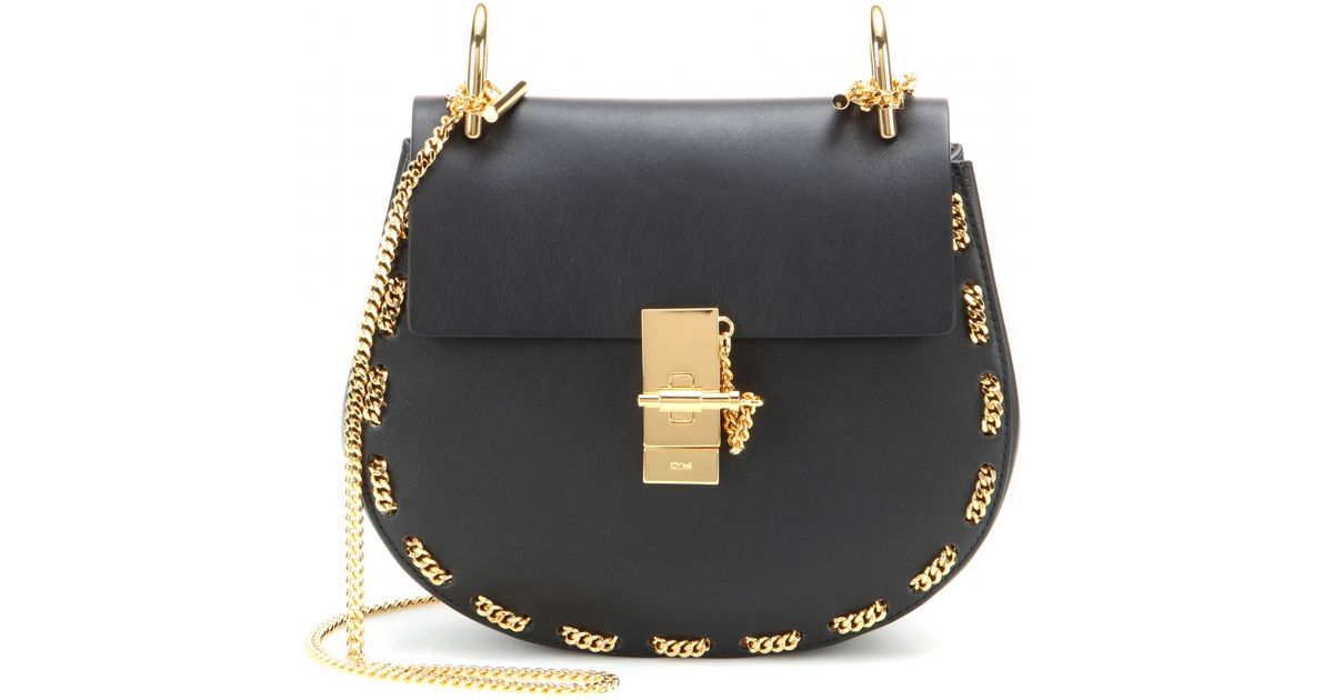 Chlo Drew Embellished Leather Shoulder Bag in Black | Lyst