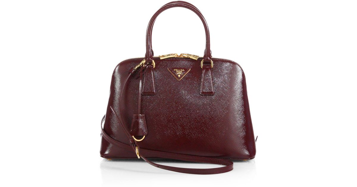 Prada Brown Saffiano Vernice Small Promenade Bag
