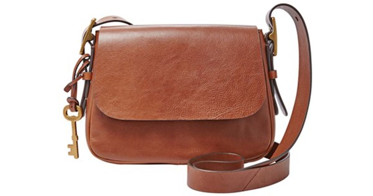 Fossil Harper Small Leather Cross-Body Bag in Brown | Lyst