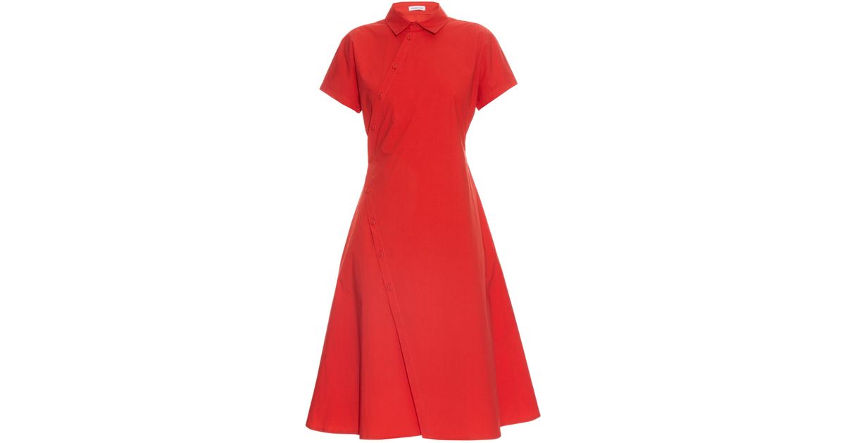 Lyst Tomas Maier Twisted Poplin Wrap Dress In Red